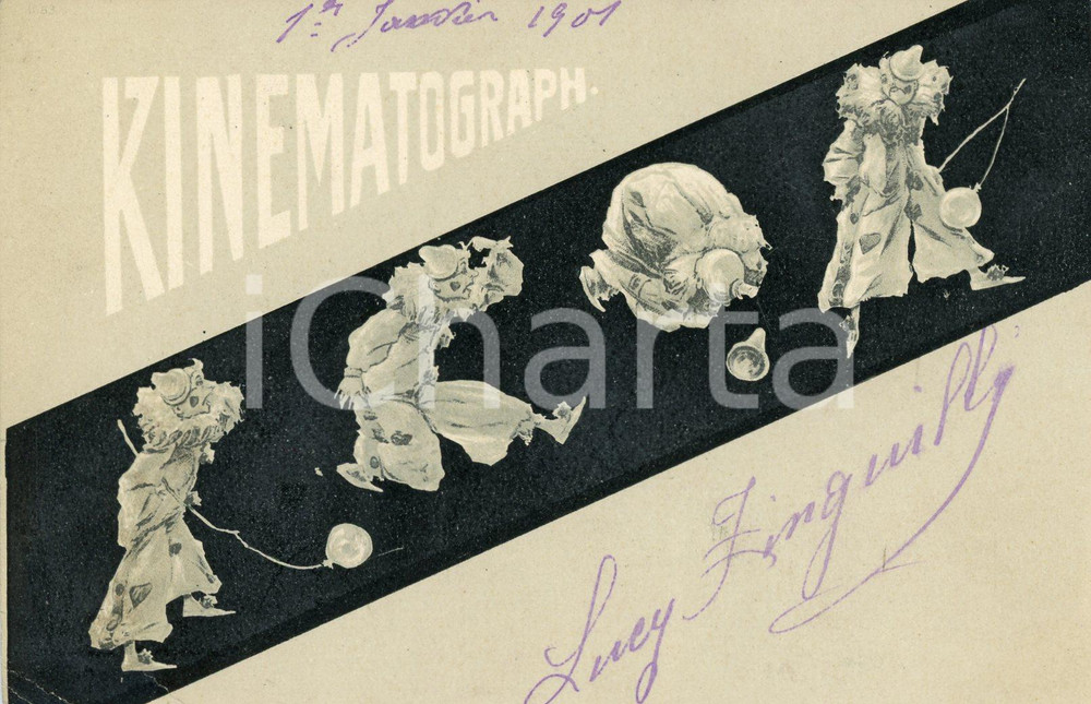 1901 KINEMATOGRAPH Film - Scene with balloon - ILLUSTRATED vintage postcard FP  Cartolina postale d'epoca, viaggiata.CONDIZIONI: G FORMATO: FP    originale e autentica 1