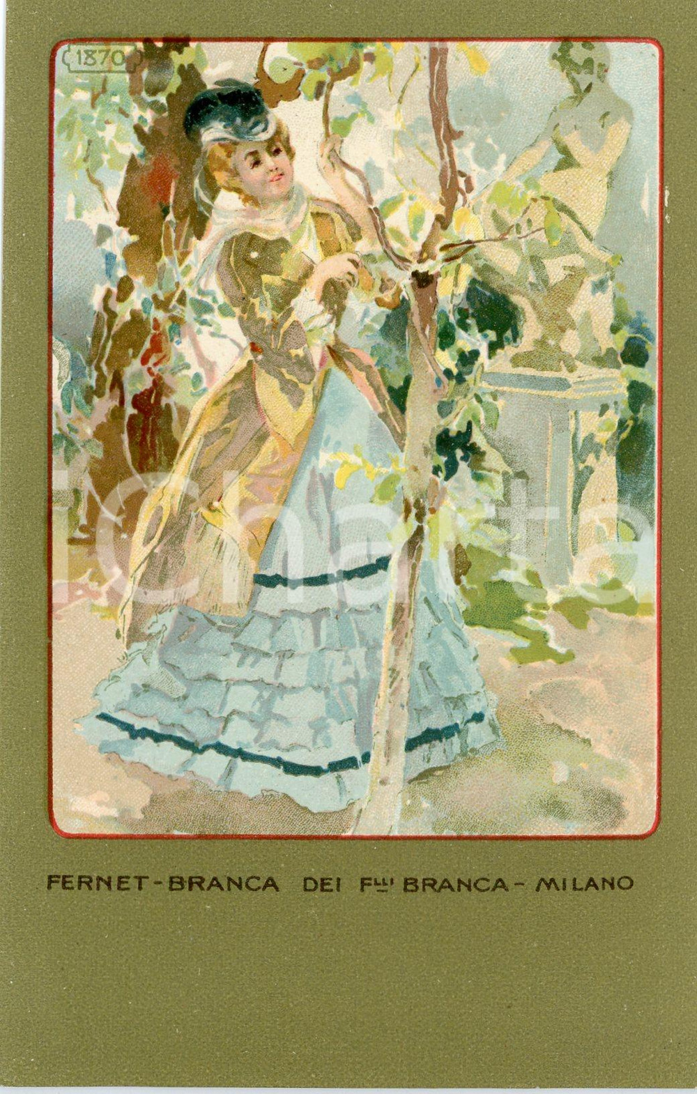 1920 ca MILANO Ditta FERNET-BRANCA Moda 1870 - Cartolina ILLUSTRATA FP NV  Cartolina postale d'epoca, non viaggiata.CONDIZIONI: GFORMATO: FP    originale e autentica 1