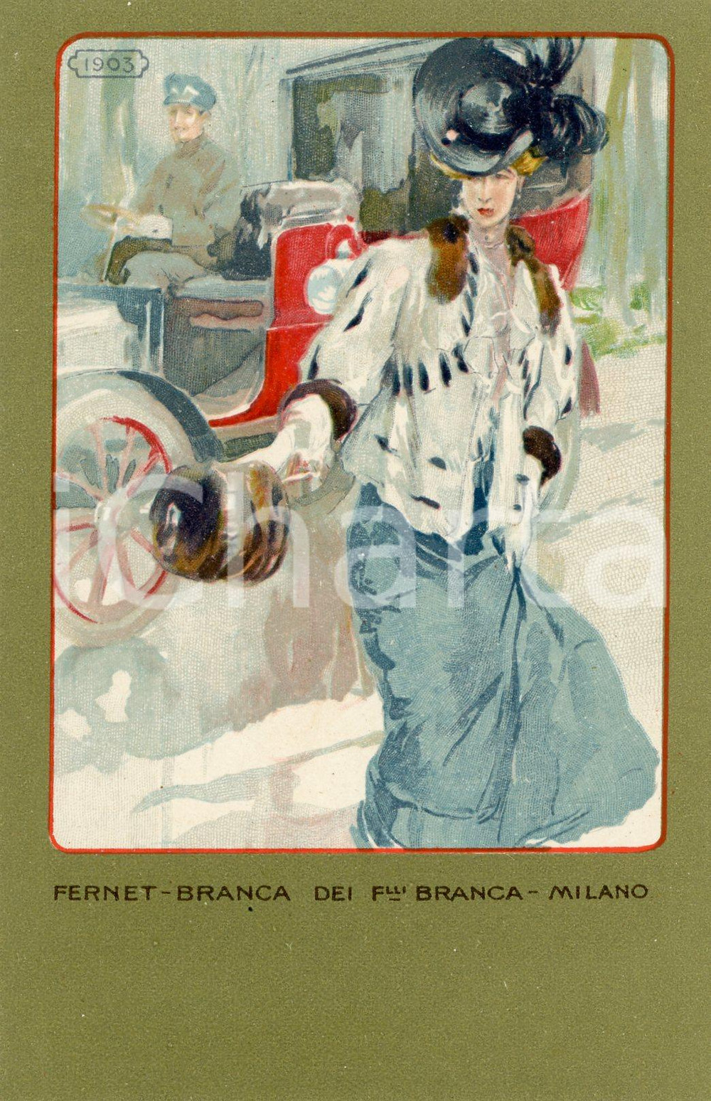 1920 ca MILANO Ditta FERNET-BRANCA Moda 1903 - Cartolina ILLUSTRATA FP NV  Cartolina postale d'epoca, non viaggiata.CONDIZIONI: GFORMATO: FP    originale e autentica 1