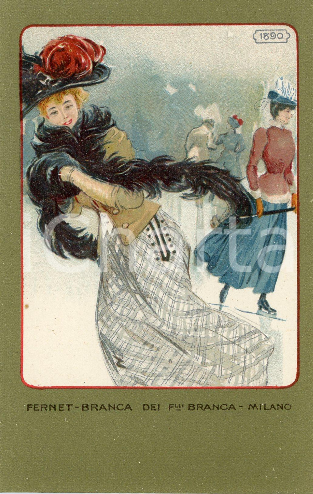 1920 ca MILANO Ditta FERNET-BRANCA Moda 1890 *Cartolina ILLUSTRATA FP NV  Cartolina postale d'epoca, non viaggiata.CONDIZIONI: GFORMATO: FP    originale e autentica 1
