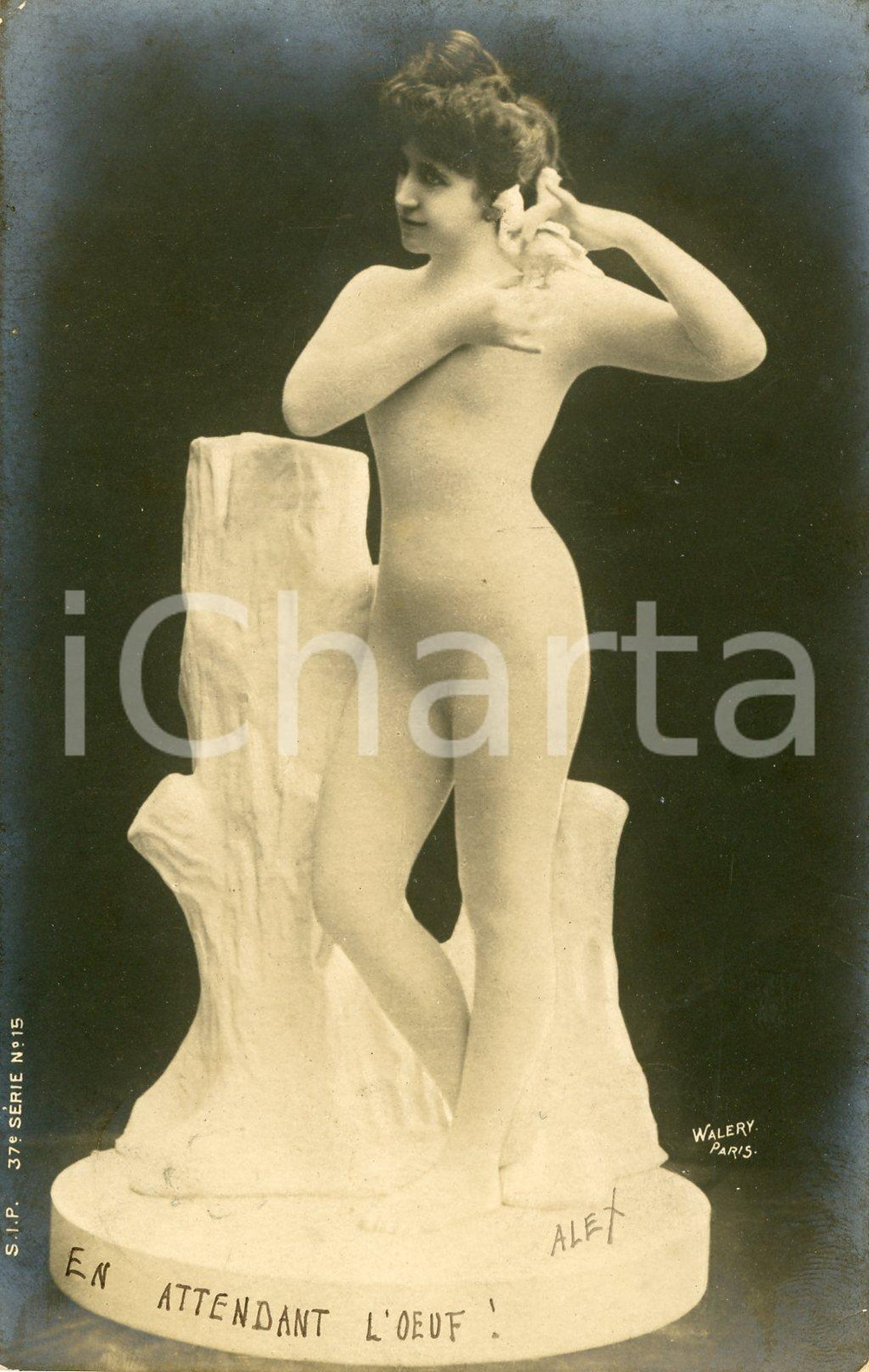 1901 VINTAGE EROTIC Nude woman "En attendant l'oeuf" - Postcard FP  Cartolina postale d'epoca, viaggiata.Foto Walery, Paris - Editore S.I.P. - 37e serie - n&deg; 15CONDIZIONI: GFORMATO: FP    originale e autentica 1
