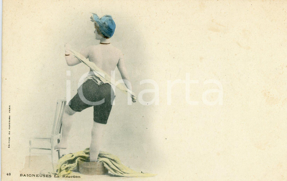 1900 ca BAIGNEUSES La réaction -Femme se déshabille *Carte postale vintage FP NV  Cartolina postale d'epoca, non viaggiata.CONDIZIONI: GFORMATO: FP    originale e autentica 1