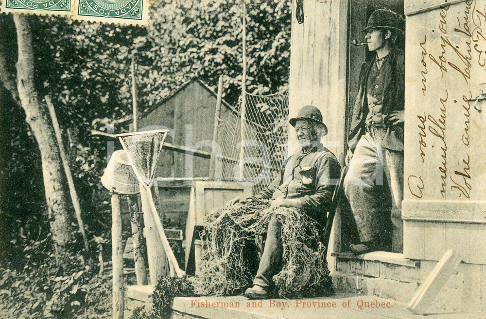 1907 PROVINCE OF QUEBEC Fisherman and boy - Postcard FP VG  Cartolina postale d'epoca, non viaggiata.CONDIZIONI: FFORMATO: FP    originale e autentica 1