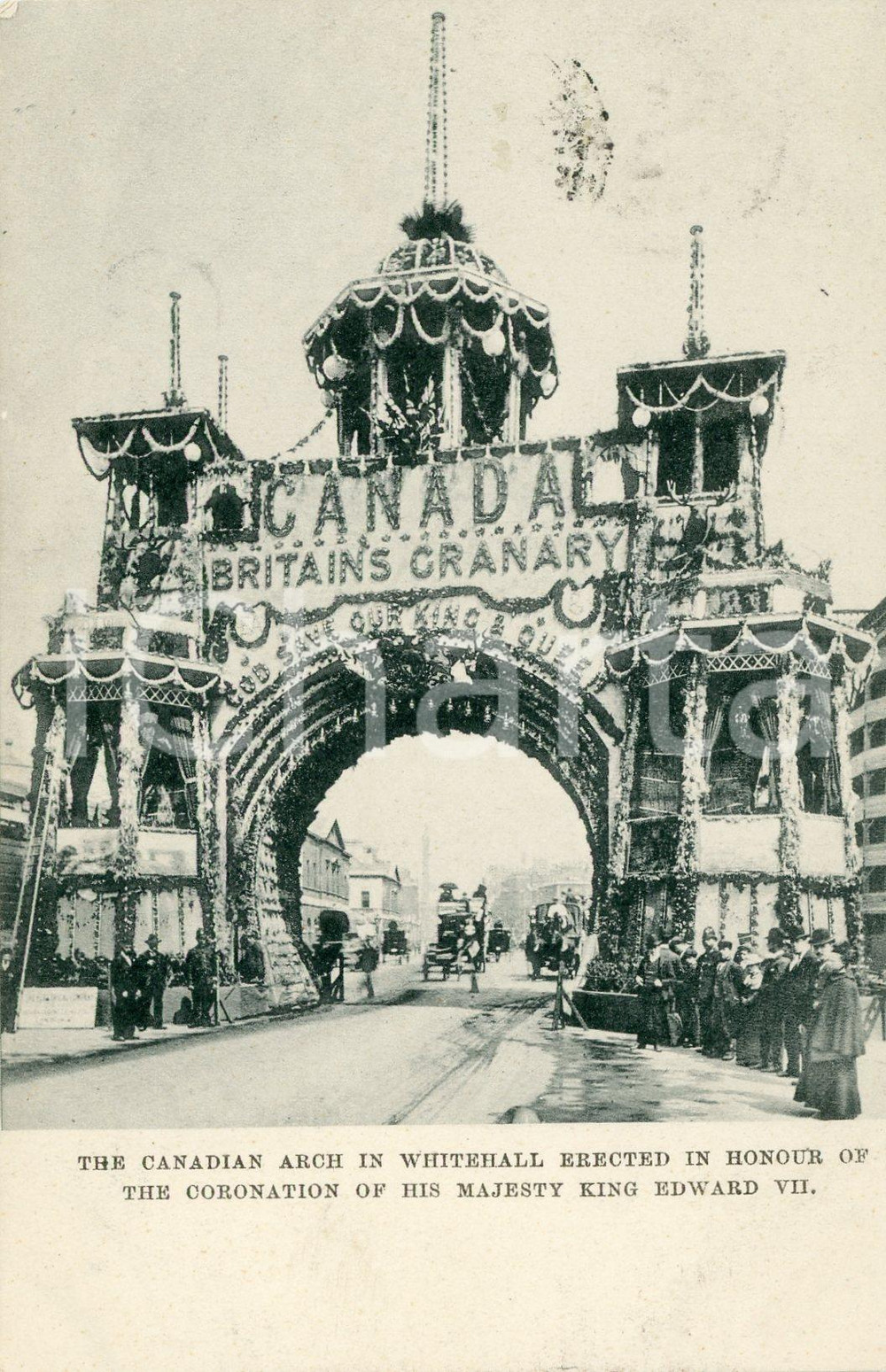 1902 LONDON - WITHEHALL Canada's coronation's arch - Postcard FP VG  Cartolina postale d'epoca, viaggiata.CONDIZIONI: FFORMATO: FP    originale e autentica 1