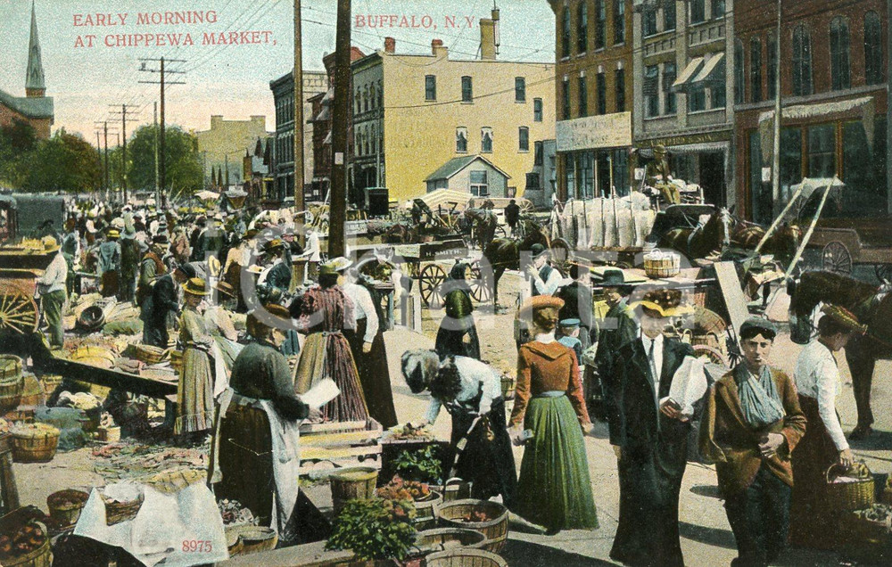 1910 ca BUFFALO, NEW YORK Early morning at Chippewa Market - Postcard FP NV  Cartolina postale d'epoca, non viaggiata.CONDIZIONI: FFORMATO: FP    originale e autentica 1