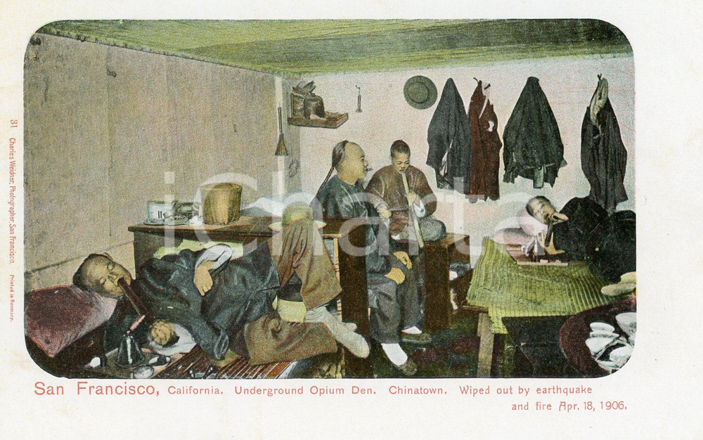 1906 SAN FRANCISCO - CHINATOWN Underground opium den - Postcard FP NV  Cartolina postale d'epoca, non viaggiata.CONDIZIONI: FFORMATO: FP    originale e autentica 1
