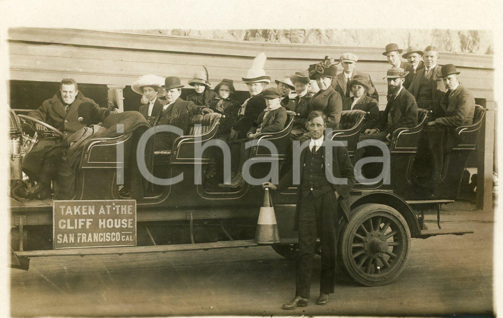 1905 ca SAN FRANCISCO - CLIFF HOUSE Sightseeing tour - Real photo postcard RPPC  Cartolina postale d'epoca, viaggiata.CONDIZIONI: FFORMATO: FP    originale e autentica 1