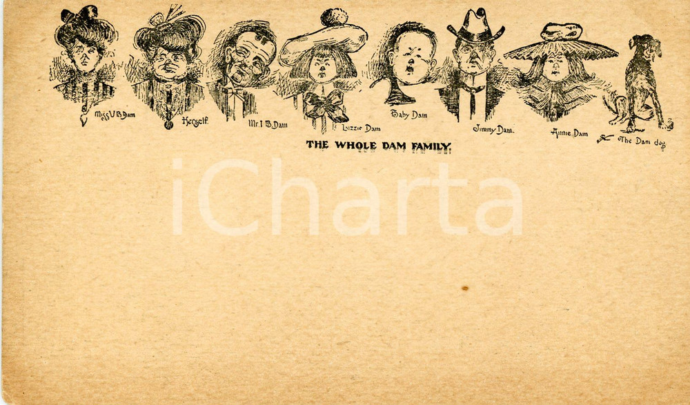 1905 ca THE WHOLE DAM FAMILY - Illustrated postcard FP VG  Cartolina postale d'epoca, viaggiata.CONDIZIONI: F (margine superiore rifilato a mano)FORMATO: FP    originale e autentica 1