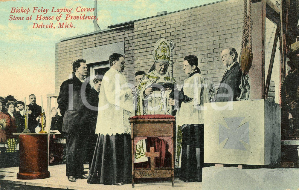 1910 DETROIT Bishop John Samuel FOLEY laying corner stone at HOUSE OF PROVIDENCE  Cartolina postale d'epoca, non viaggiata.CONDIZIONI: FFORMATO: FP    originale e autentica 1