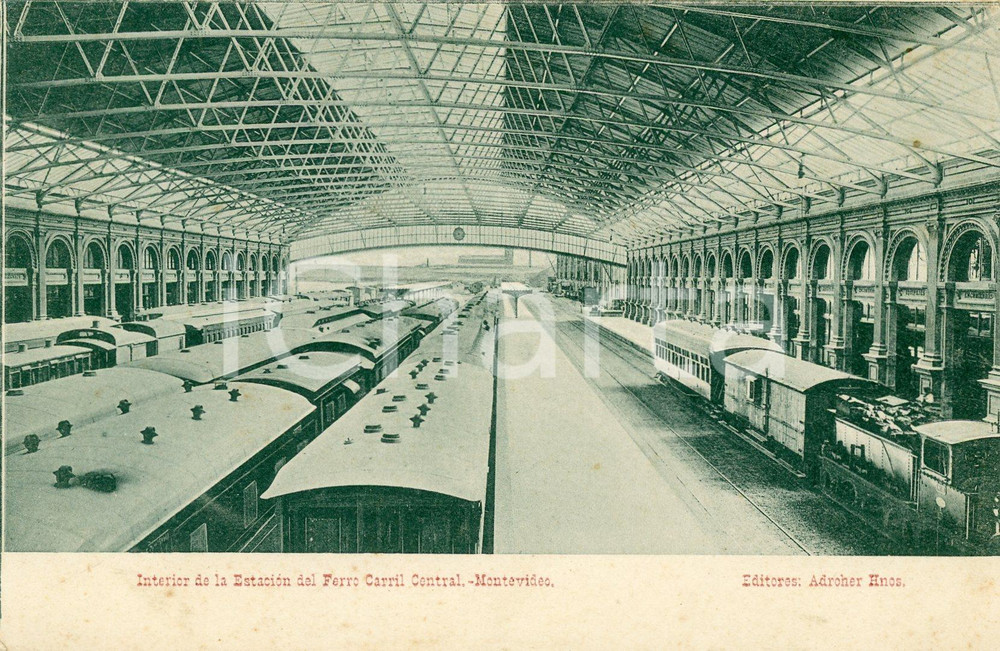 1900 ca MONTEVIDEO (URUGUAY) Interior de la Estación del Ferro Carril Central  Cartolina postale d'epoca, non  viaggiata.CONDIZIONI: FFORMATO: FP    originale e autentica 1