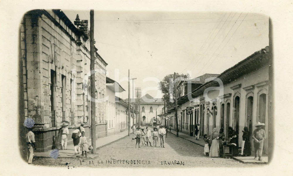 1900 ca URUAPAN (MEXICO) Rua de la Indipendencia - RPPC Real photo postcard FP  Cartolina postale d'epoca, non viaggiata.CONDIZIONI: G FORMATO: FP    originale e autentica 1