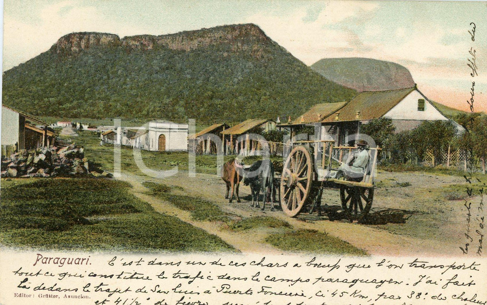 1900 ca PARAGUARÍ (PARAGUAY) Farmer - View of the town - Postcard FP NV  Cartolina postale d'epoca, non viaggiata.CONDIZIONI: FFORMATO: FP    originale e autentica 1