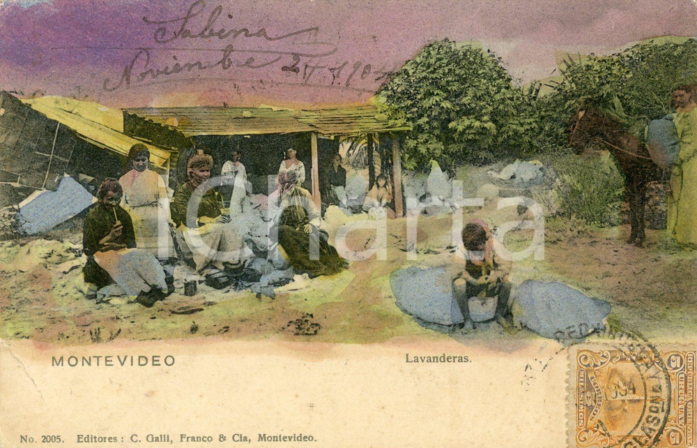 1904 MONTEVIDEO (URUGUAY) Lavanderas - Tarjeta postal FP NV  Cartolina postale d'epoca, viaggiata.CONDIZIONI: FFORMATO: FP    originale e autentica 1