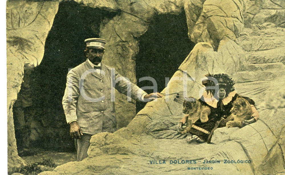 1911 MONTEVIDEO URUGUAY Villa Dolores Jardin Zoologico *Scimmia vestita da donna  Cartolina postale d'epoca, viaggiata.CONDIZIONI: G FORMATO: FP    originale e autentica 1