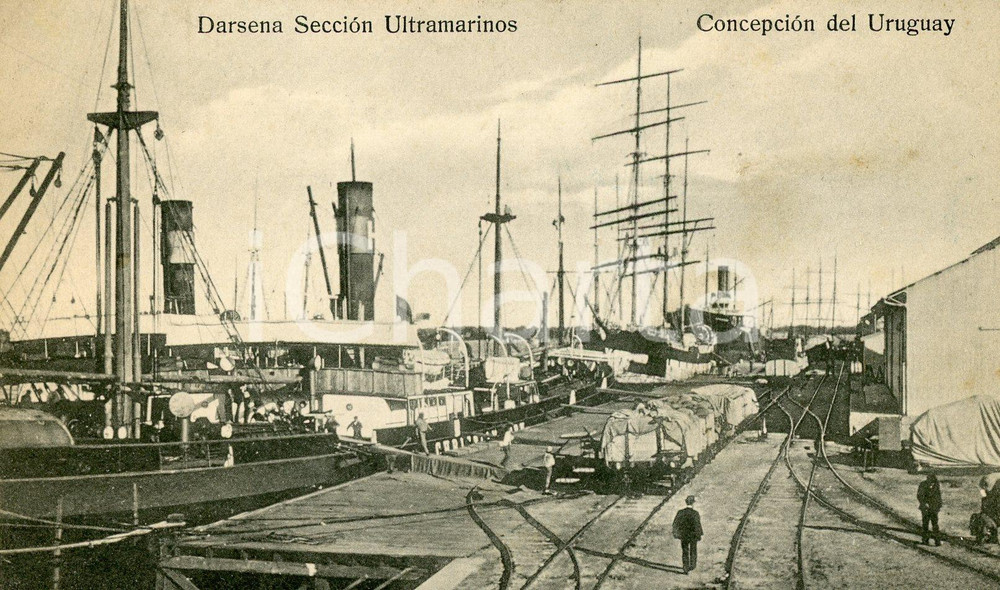 1919 CONCEPCION DEL URUGUAY Darsena Sección Ultramarinos - Cartolina ANIMATA  Cartolina postale d'epoca, scritta ma non viaggiata.CONDIZIONI: G FORMATO: FP    originale e autentica 1
