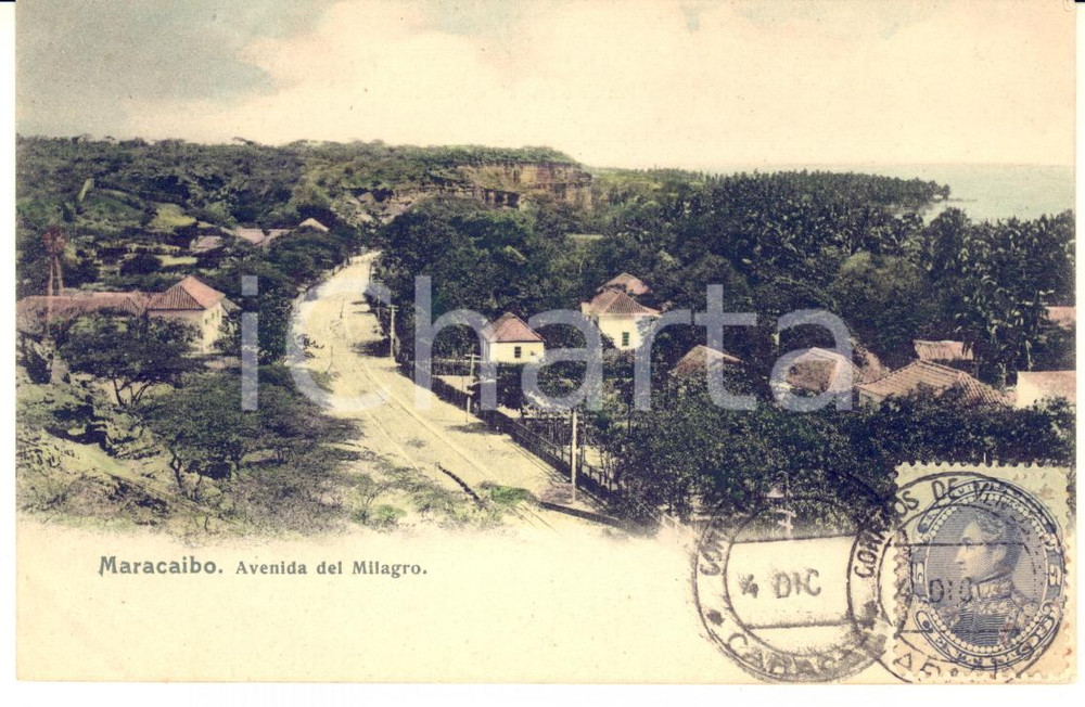 1906 MARACAIBO (VENEZUELA) Avenida del Milagro - Tarjeta postal FP VG  Cartolina postale d'epoca, cromolitografica, viaggiata.CONDIZIONI: GFORMATO: FP    originale e autentica 1