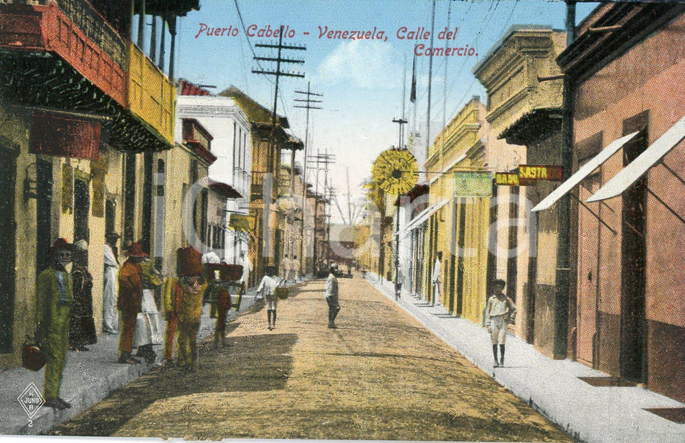 1910 ca PUERTO CABELLO (VENEZUELA) Calle del Comercio - Cartolina ANIMATA FP NV  Cartolina postale d'epoca, cromolitografica, non viaggiata.CONDIZIONI: GFORMATO: FP    originale e autentica 1