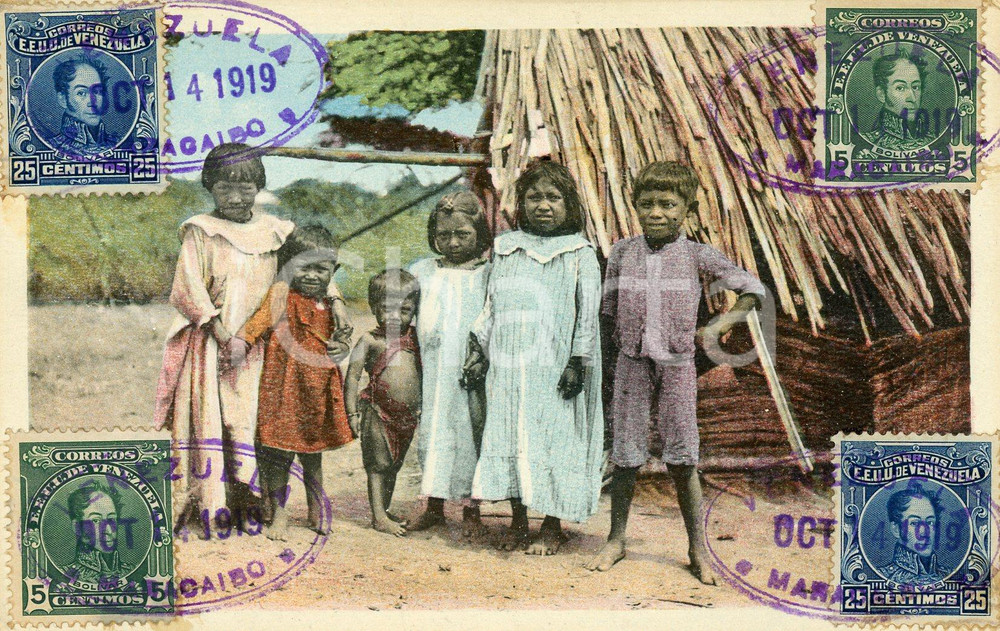 1919 MARACAIBO (VENEZUELA) INDIOS - Bambini GOAGIROS - Cartolina FP VG  Cartolina postale d'epoca, viaggiata.CONDIZIONI: GFORMATO: FP    originale e autentica 1
