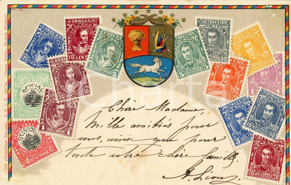 1905 VENEZUELA Cartolina postale filatelica - Vintage FP VG  Cartolina postale d'epoca, viaggiata.CONDIZIONI: GFORMATO: FP    originale e autentica 1