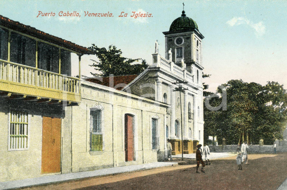 1910 ca PUERTO CABELLO (VENEZUELA) La Iglesia - Cartolina ANIMATA FP NV  Cartolina postale d'epoca, cromolitografica, non viaggiata.CONDIZIONI: GFORMATO: FP    originale e autentica 1