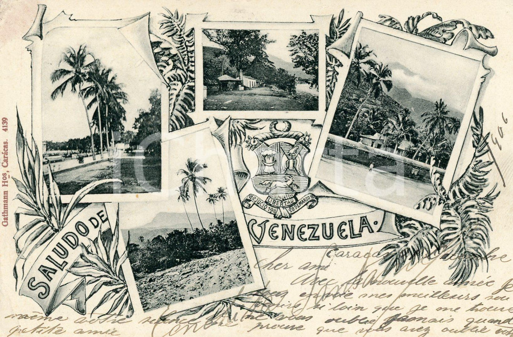 1907 CARACAS (VENEZUELA) Vedutine panoramiche  - Tarjeta postal FP VG  Cartolina postale d'epoca, non viaggiata.CONDIZIONI: POOR (piccole piegature angolari; strappo al margine superiore)FORMATO: FP    originale e autentica 1