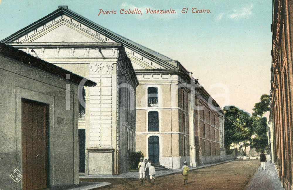 1910 ca PUERTO CABELLO (VENEZUELA) El Teatro - Cartolina ANIMATA FP NV  Cartolina postale d'epoca, cromolitografica, non viaggiata.CONDIZIONI: GFORMATO: FP    originale e autentica 1