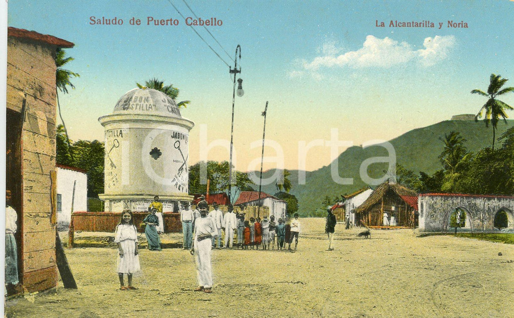 1910 ca PUERTO CABELLO (VENEZUELA) La Alcantarilla y Noria - Cartolina ANIMATA FP NV  Cartolina postale d'epoca, cromolitografica, non viaggiata.CONDIZIONI: G (minima smussatura angolare)FORMATO: FP    originale e autentica 1