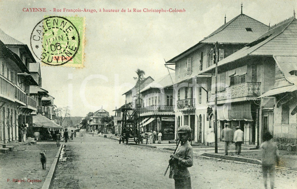 1910 ca CAYENNE (GUYANE) Rue François-Arago - Carte postale ANIMEE FP VG  Cartolina postale d'epoca, viaggiata.CONDIZIONI: GFORMATO: FP    originale e autentica 1