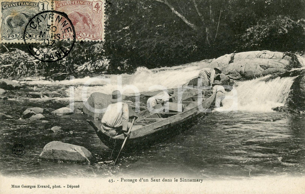 1907 CAYENNE GUYANE Passage d'un saut dans le Sinnamary - Carte postale  Cartolina postale d'epoca, viaggiata.CONDIZIONI: GFORMATO: FP    originale e autentica 1