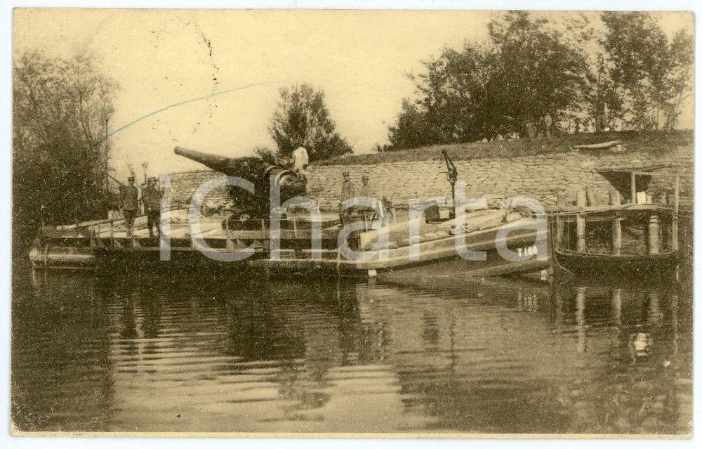 1925 MARINA ITALIANA NELLA GUERRA Pontone armato - Cartolina Serie IV n.4  Cartolina postale d'epoca, viaggiata.  FAIR/discreto Lievi smussature agli angoli, segno a matita al recto Formato: FP originale e autentica 1