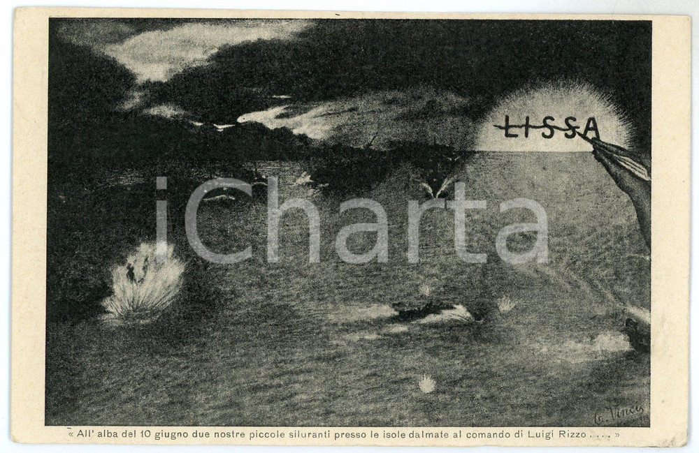 1918 IRREDENTISMO - LISSA Artista G. VINCI - Cartolina ILLUSTRATA FP NV  Cartolina postale d'epoca, non viaggiata. EDITORE: Comitato della Croce Rossa di Venezia FAIR/discreto Lievi smussature e piegature agli angoli Formato: FP originale e autentica 1