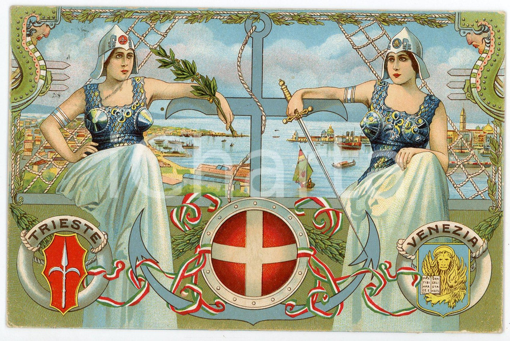 1916 WW1 - GRANDE GUERRA Trieste e Venezia armate - Cartolina FP VG  Cartolina postale d'epoca, viaggiata.Al verso timbro della Casa del Soldato di Como. FAIR/discreto Lievi smussature agli angoli, piegatura al margine sinistro Formato: FP originale e autentica 1