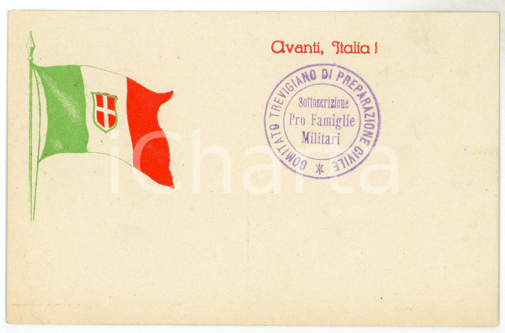 1915 WW1 - ZONA DI GUERRA Comitato di preparazione civile TREVISO - Cartolina  Cartolina postale d'epoca, non viaggiata. FAIR/discreto Lievi smussature agli angoli Formato: FP originale e autentica 1
