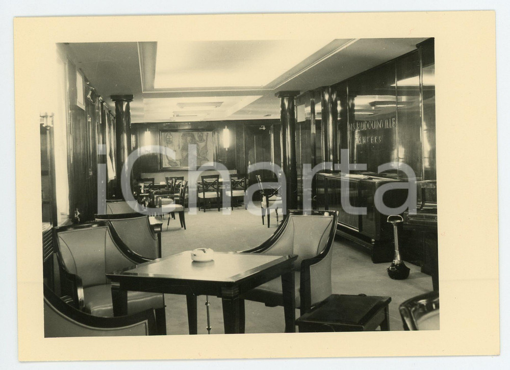 1930 ca COMPAGNIE MARITIME BELGE - M.V. Baudouinville - Fumoir - Postcard  Cartolina postale d'epoca, non viaggiata. GOOD/buono  Formato: FP originale e autentica 1