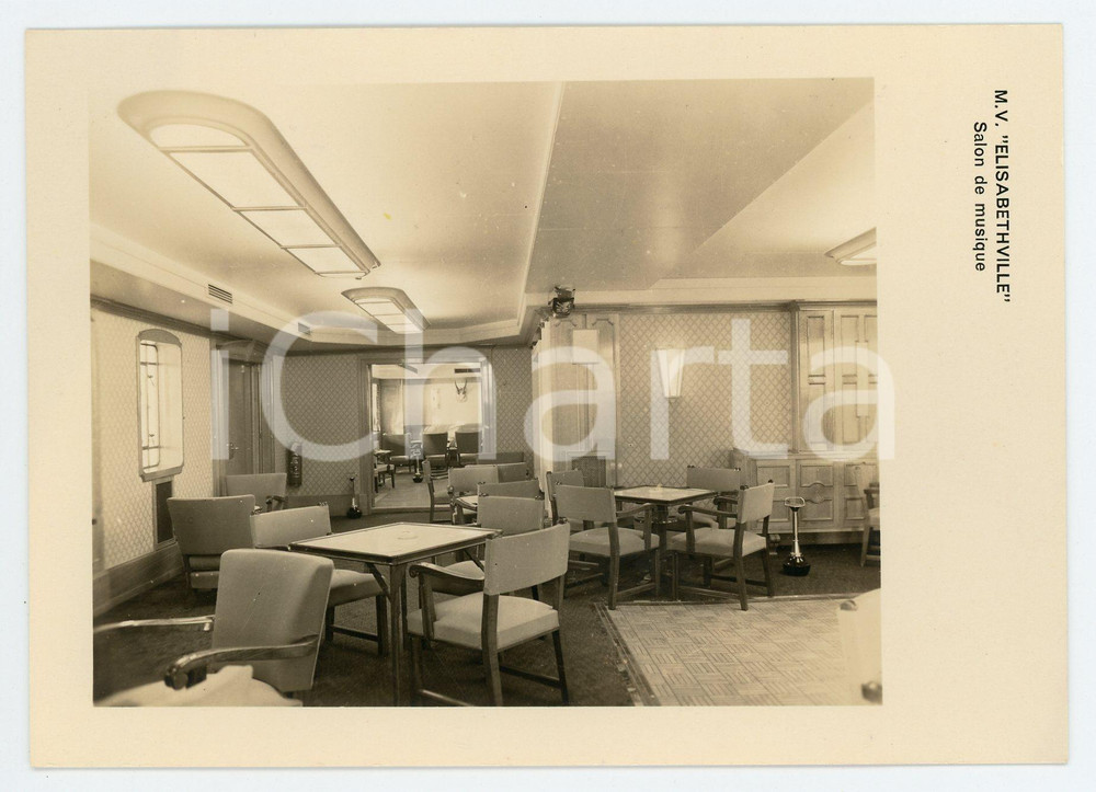 1930 ca COMPAGNIE MARITIME BELGE - M.V. Elisabethville Salon de musique Postcard  Cartolina postale d'epoca, non viaggiata. GOOD/buono  Formato: FP originale e autentica 1