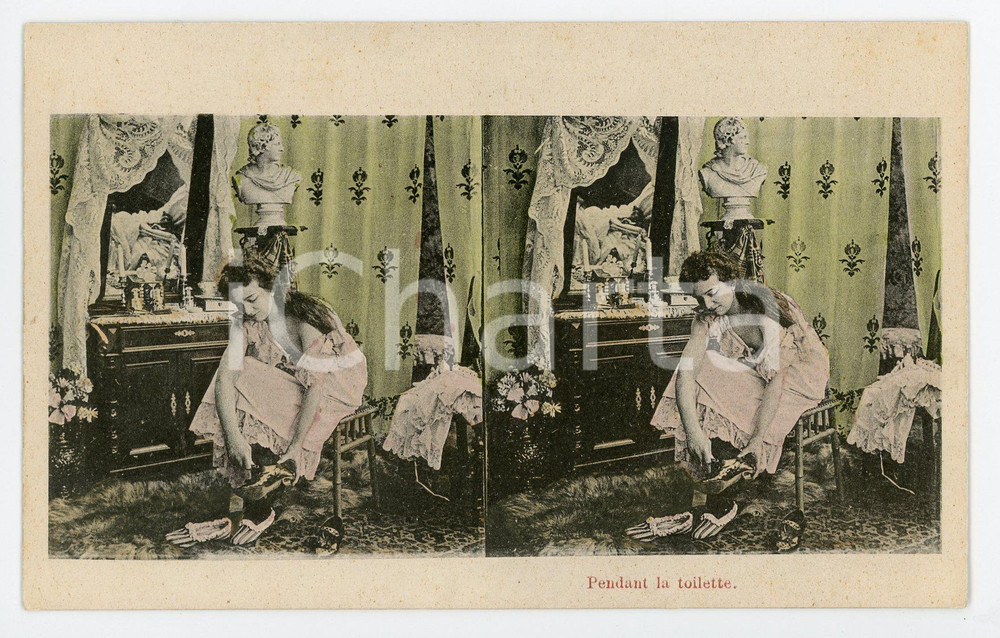 1910 VINTAGE EROTIC Jeune fille pendant la toilette - Postcard risque CONDIZIONI: FFORMATO: FP    originale e autentica 1
