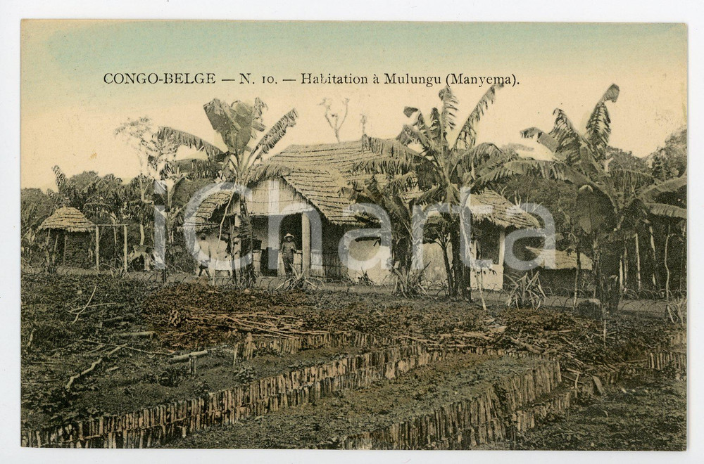 1910 ca CONGO BELGE - MANYEMA Habitation à MULUNGU - Vintage postcard FP NV  Cartolina postale d'epoca, non viaggiata.CONDIZIONI: FAIRFORMATO: FP    originale e autentica 1