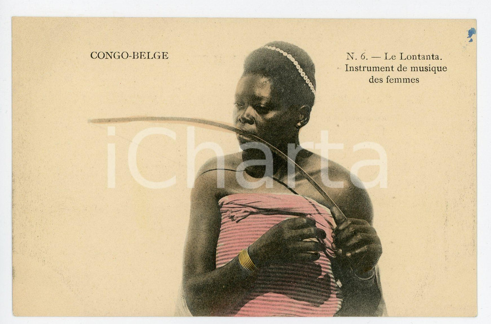 1910 ca CONGO BELGE - Lontanta - Instrument de musique des femmes - Postcard FP  Cartolina postale d'epoca, non viaggiata.CONDIZIONI: FAIRFORMATO: FP    originale e autentica 1