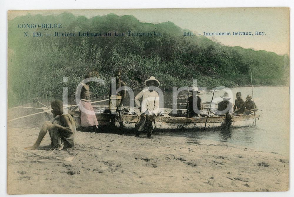 1910ca CONGO BELGE Rivière Lukuga au Lac Tanganyka - Vintage Postcard FP NV  Cartolina postale d'epoca, non viaggiata.CONDIZIONI: FAIRFORMATO: FP    originale e autentica 1