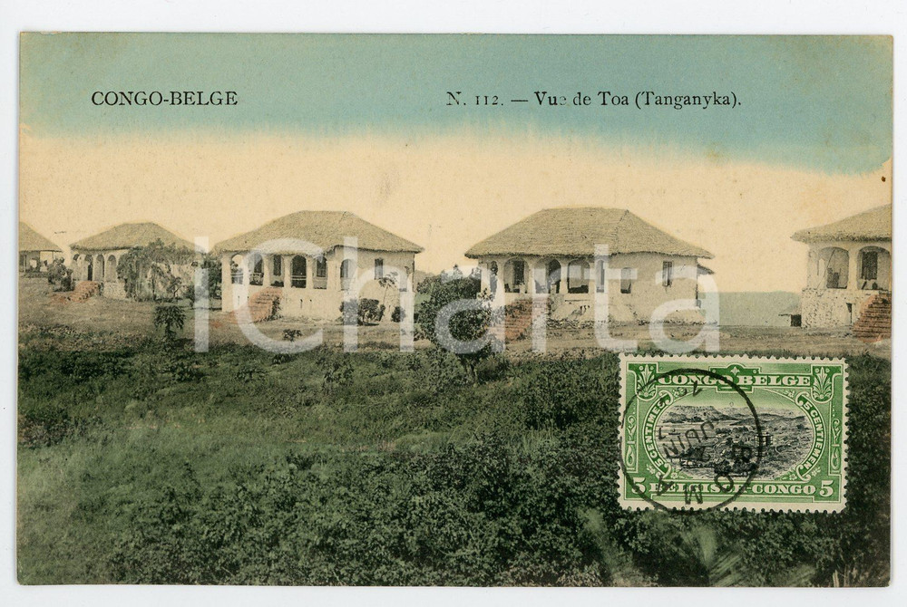 1911 CONGO BELGE - TANGANYKA Vue de Toa - Vintage Postcard FP VG  Cartolina postale d'epoca, viaggiata.CONDIZIONI: FAIRFORMATO: FP    originale e autentica 1