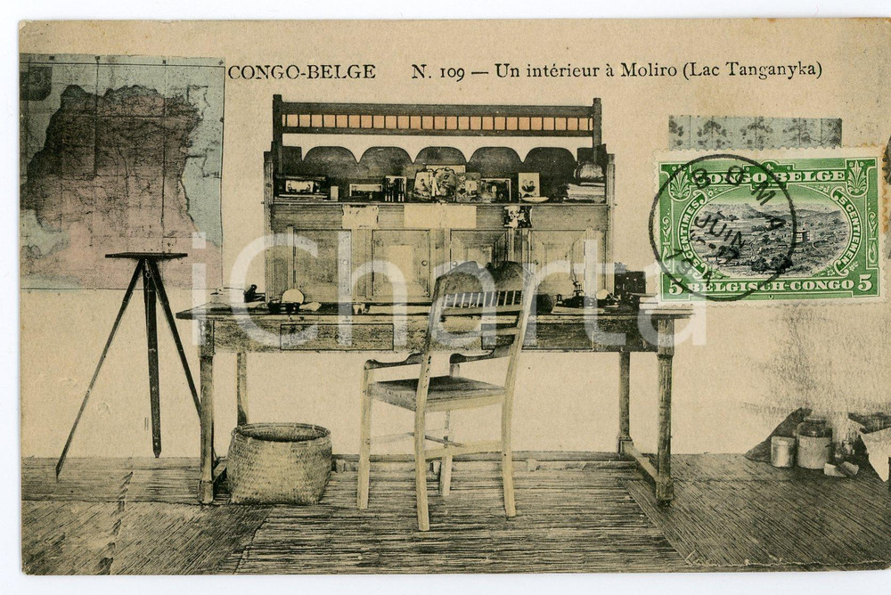 1911 CONGO BELGE - LAC TANGANYKA Un intérieur à Moliro - Vintage Postcard FP VG  Cartolina postale d'epoca, viaggiata.CONDIZIONI: FAIRFORMATO: FP    originale e autentica 1