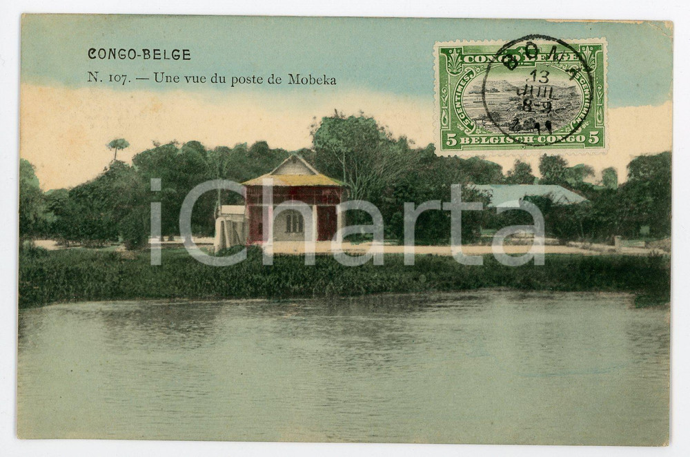 1911 CONGO BELGE Une vue du poste de MOBEKA - Vintage Postcard FP VG  Cartolina postale d'epoca, viaggiata.CONDIZIONI: FAIRFORMATO: FP    originale e autentica 1