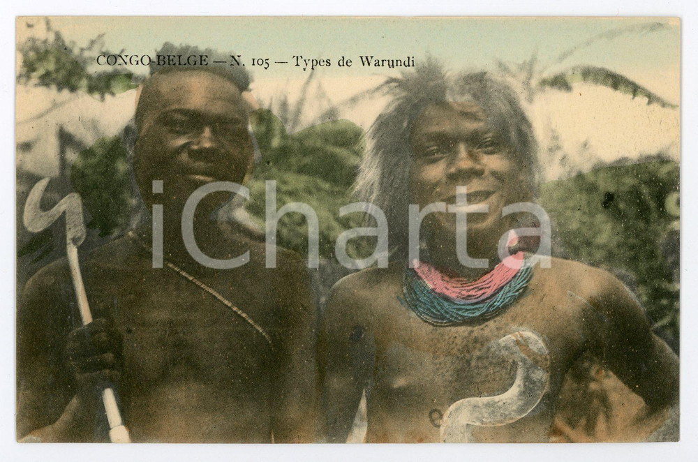 1911 CONGO BELGE Types de Warundi - Vintage Postcard FP NV  Cartolina postale d'epoca, non viaggiata.CONDIZIONI: FAIRFORMATO: FP    originale e autentica 1