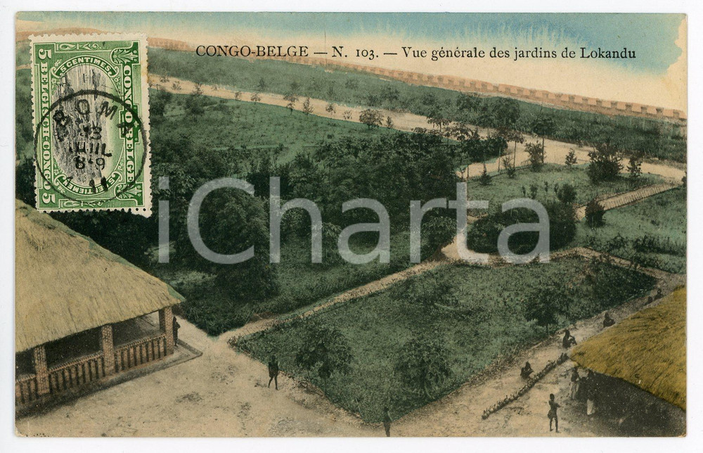1911 CONGO BELGE - LOKANDU Vue générale des jardins - Vintage Postcard FP  Cartolina postale d'epoca, viaggiata.CONDIZIONI: FAIRFORMATO: FP    originale e autentica 1