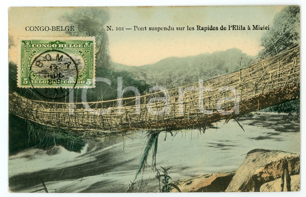 1911 CONGO BELGE Pont sospendu sur les Rapides de L'Elila à MICICI - Postcard FP  Cartolina postale d'epoca, viaggiata.CONDIZIONI: FAIRFORMATO: FP    originale e autentica 1