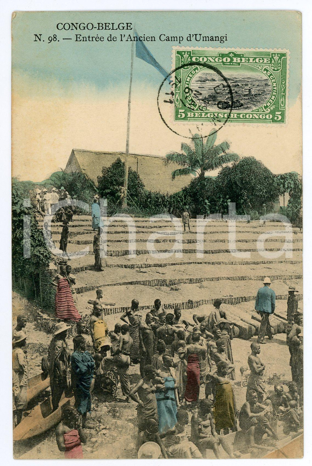 1911 CONGO BELGE Entrée de L'Ancien Camp d'Umangi - Vintage Postcard FP  Cartolina postale d'epoca, viaggiata.CONDIZIONI: FAIRFORMATO: FP    originale e autentica 1