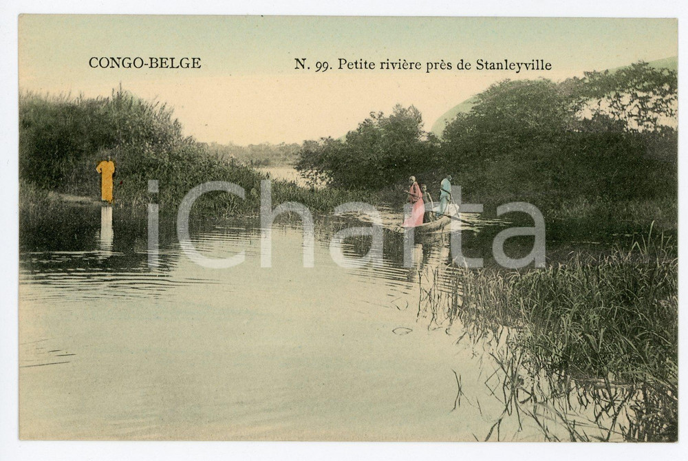1910 ca CONGO BELGE Petite rivière près de STANLEYVILLE - Vintage Postcard FP  Cartolina postale d'epoca, viaggiata.CONDIZIONI: FAIRFORMATO: FP    originale e autentica 1