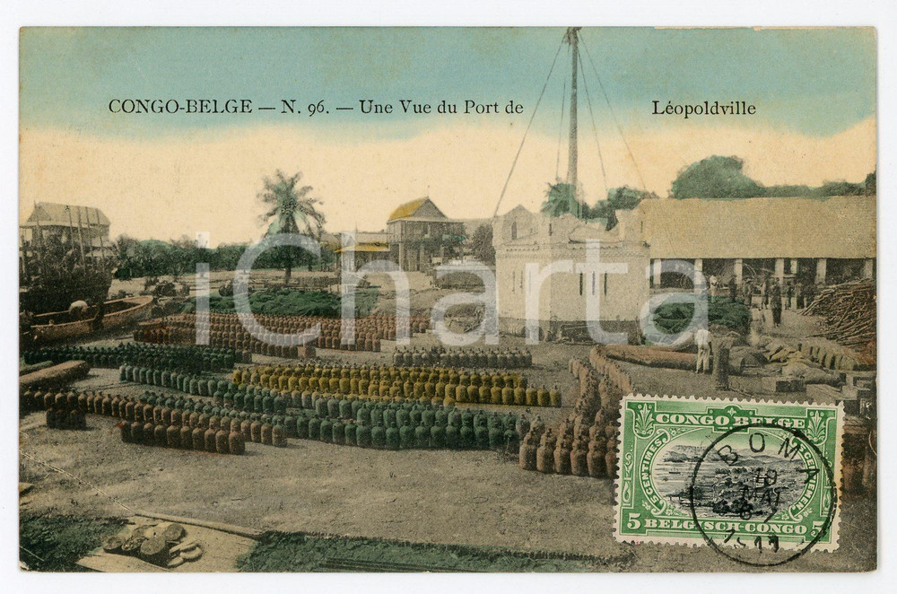 1910 ca CONGO BELGE Une vue du port de LEOPOLDVILLE - Vintage Postcard FP  Cartolina postale d'epoca, viaggiata.CONDIZIONI: FAIRFORMATO: FP    originale e autentica 1