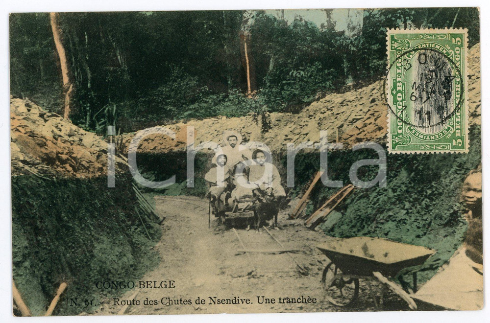 1911 CONGO BELGE Route des Chutes de NSENDIVE Une tranchèe - Vintage Postcard FP  Cartolina postale d'epoca, viaggiata.CONDIZIONI: FAIRFORMATO: FP    originale e autentica 1
