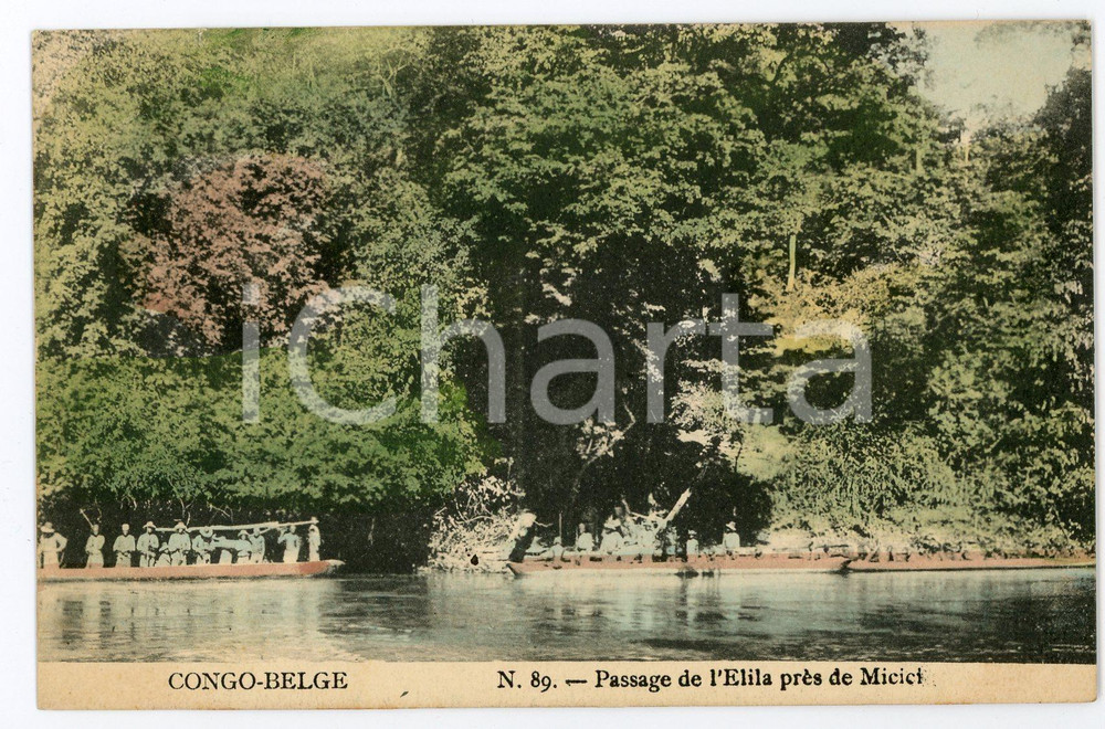 1912 CONGO BELGE Passage de l'Elila près de MICICI - Vintage Postcard FP VG  Cartolina postale d'epoca, viaggiata.CONDIZIONI: FAIRFORMATO: FP    originale e autentica 1